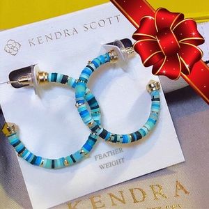 Kendra Scott Reece Sea Green Hoops SML